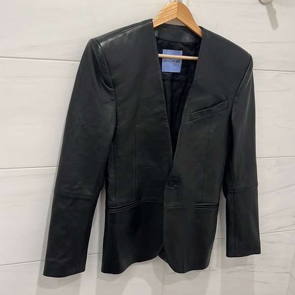 Mugler x H&M | Defined Waist Leather Blazer (Men’s) - Size S/M (EU 46/US 36R) - Picture 4 of 12